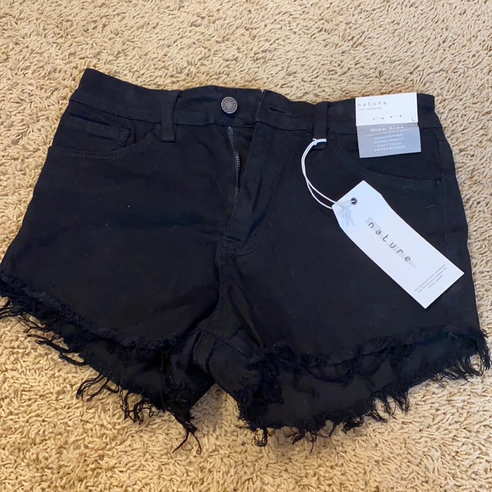 Black jean shorts